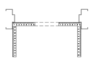 Figure 5b: Place 2 framing squares in the rabbets. Check alignment with a straight edge. They should be even.